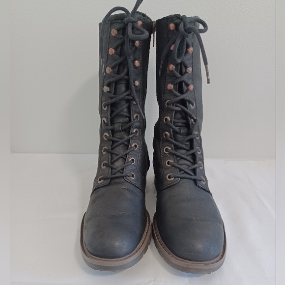 Timberland Shoes Timberland Black Leather Biker Boot Lace Up And